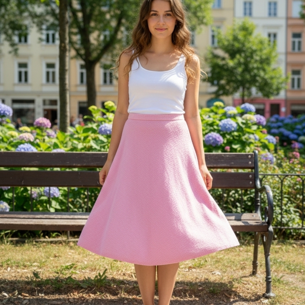 ZARA Textured A -Line Barbie Pink Maxi  Long Skirt Size XL